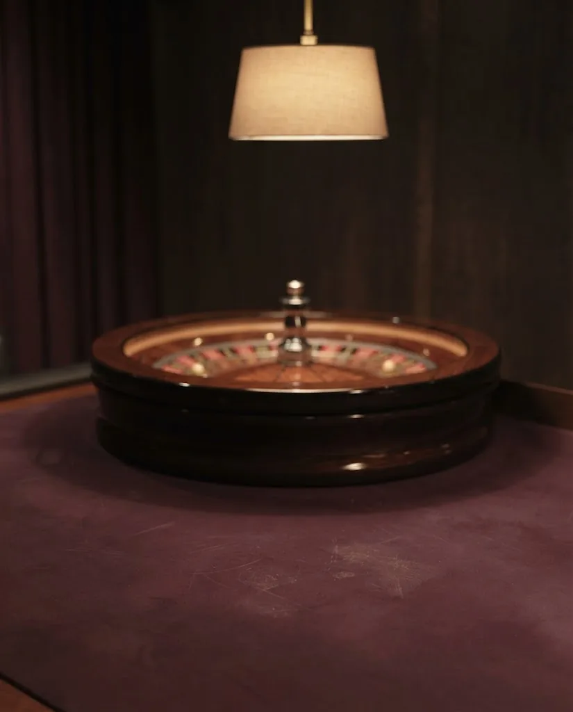 Artist's impression of a roulette wheel close up, softly out of focus