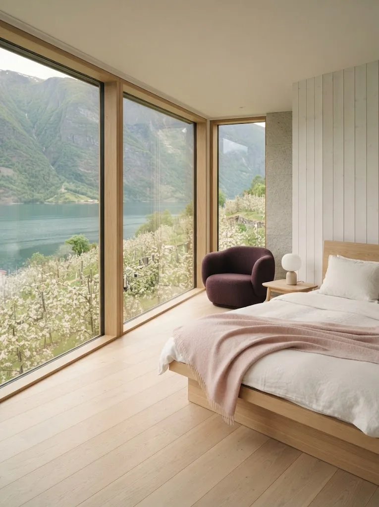 Artist's impression of the planned Fjord Room, with a panoramic window onto the fjord